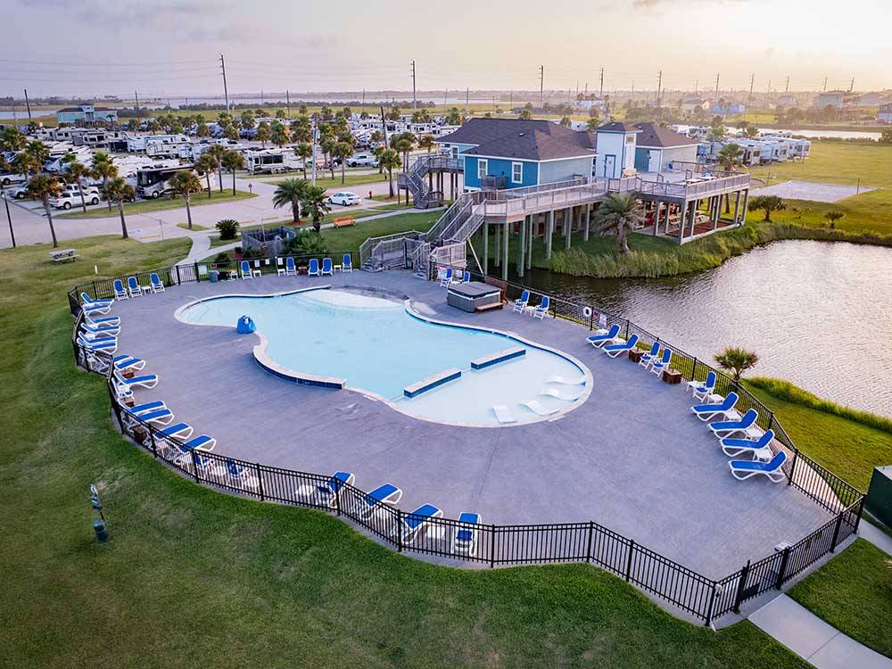 Aerial view of the swimming pool at STELLA MARE RV RESORT