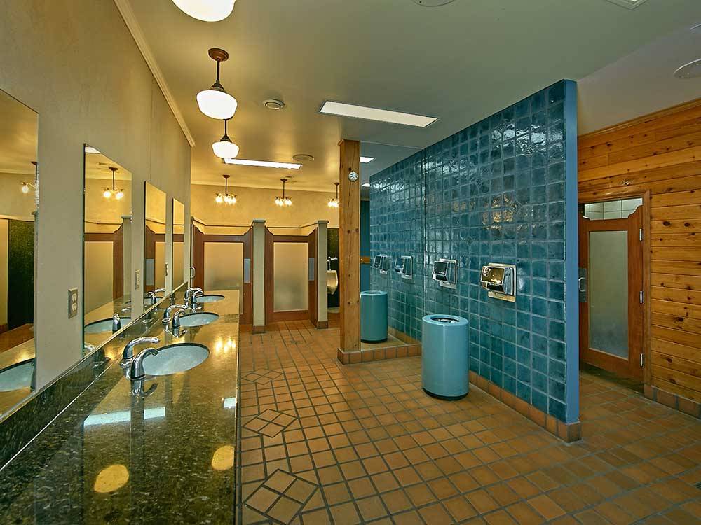 Inside of the clean restrooms at RIVEREDGE RV PARK & CABIN RENTALS