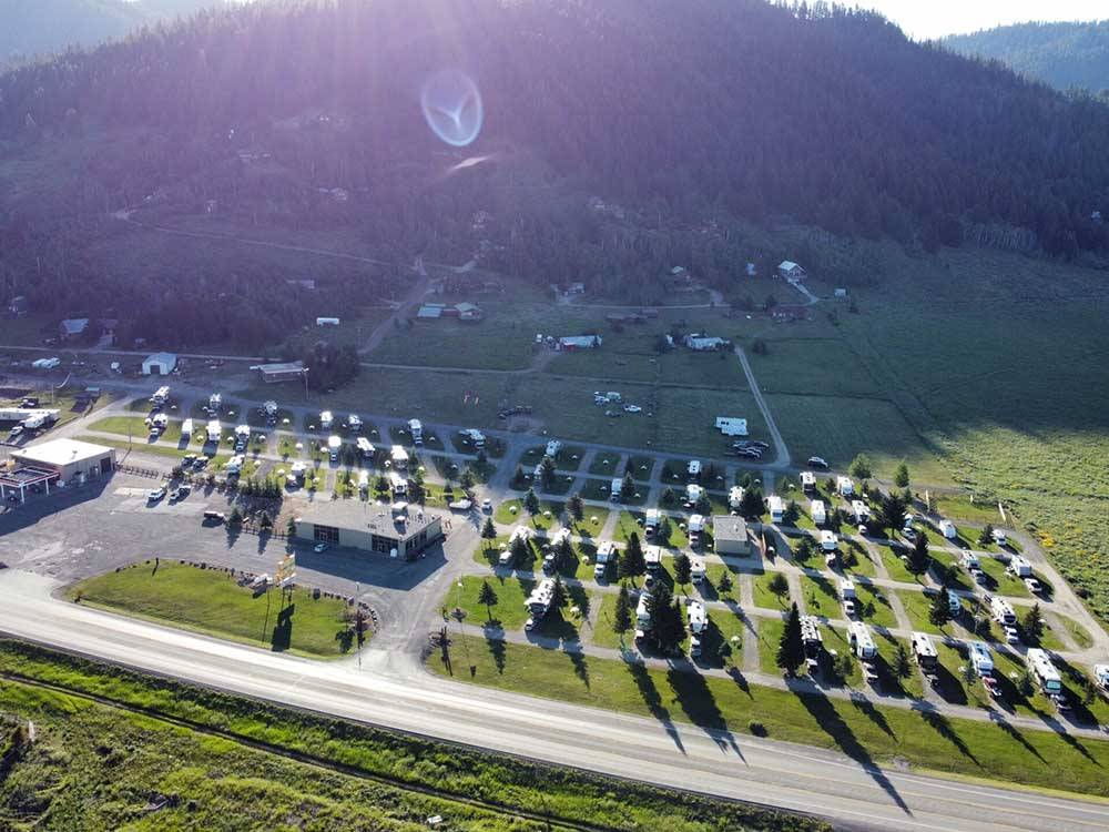 An aerial view of the campsite at VALLEY VIEW RV PARK