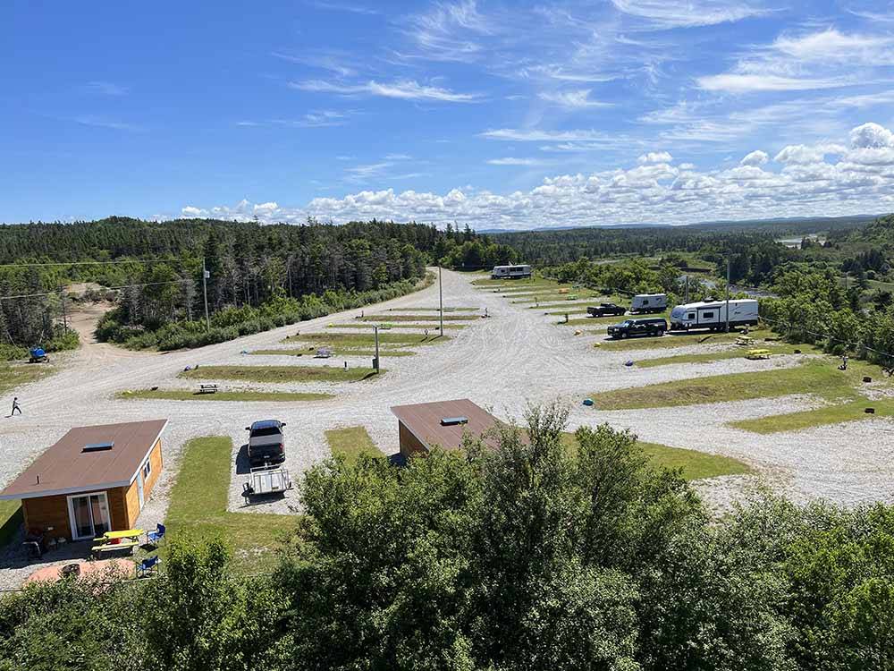 View of vacant campsites at PIRATE'S HAVEN RV PARK & CHALETS