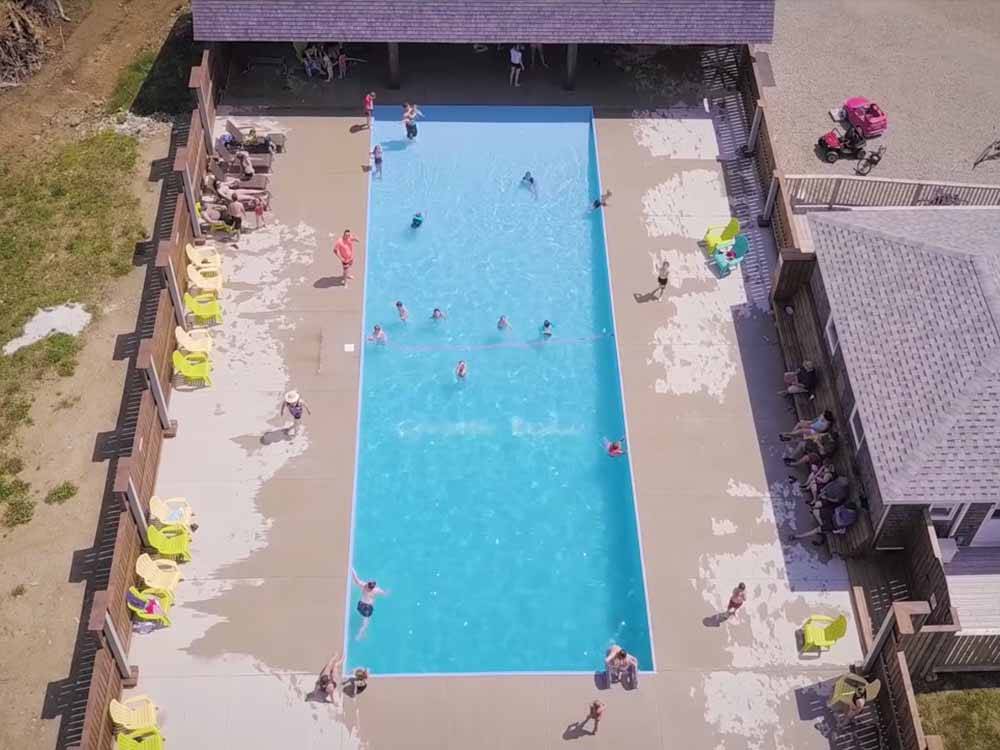 An aerial view of the pool at CASTLE LAKE CAMPGROUND & COTTAGES