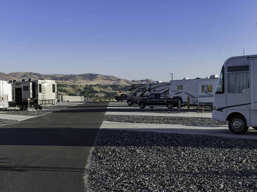A paved road between the RV sites at 12 TRIBES OMAK CASINO HOTEL & RV PARK