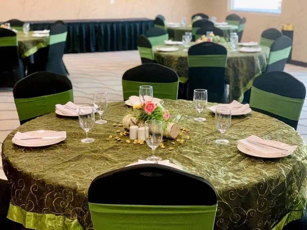 A formal table setting  at 12 TRIBES OMAK CASINO HOTEL & RV PARK