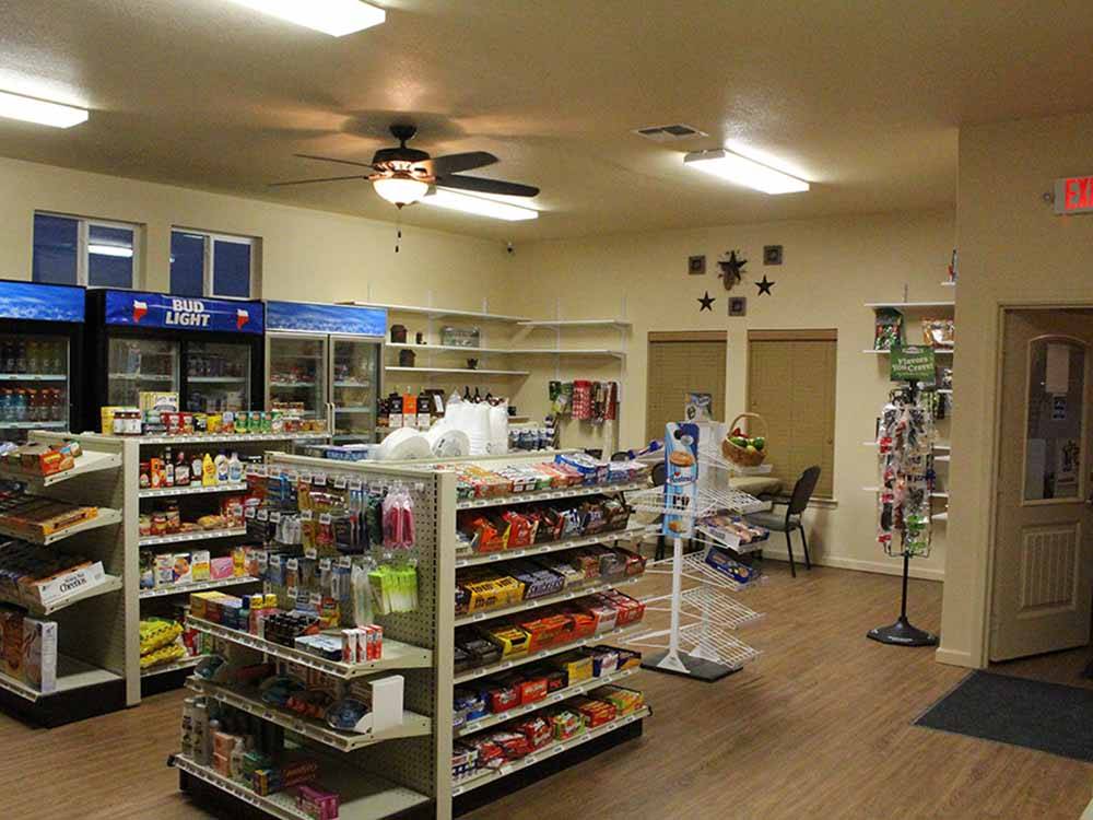 The convenience store at WHISTLE STOP RV RESORT