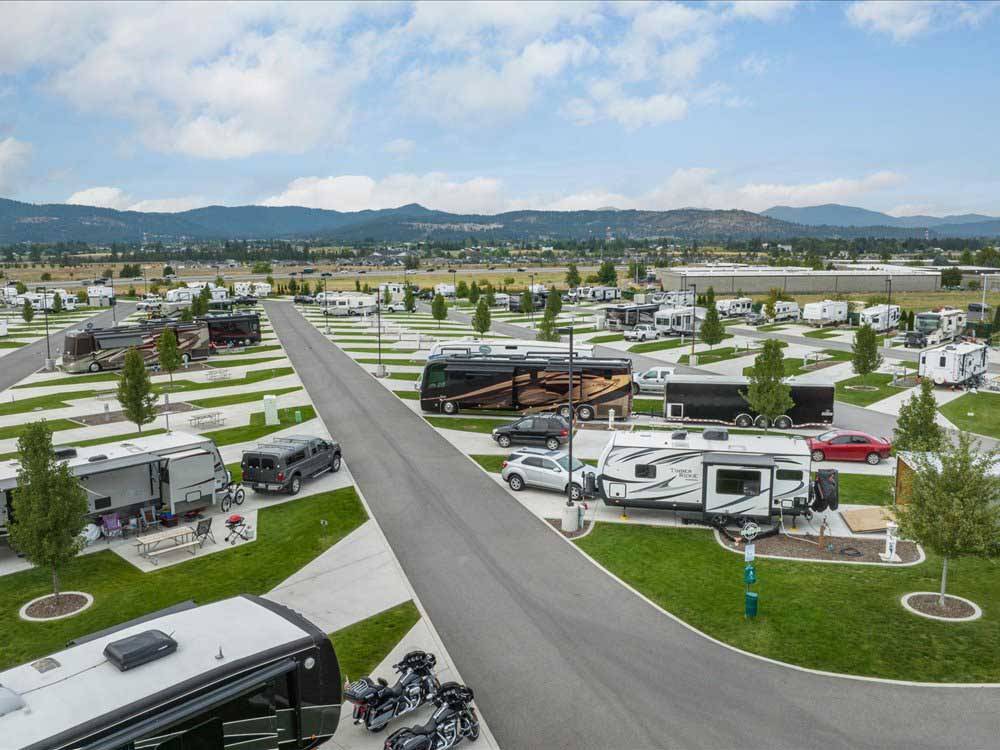 An overhead view of the campground at LIBERTY LAKE RV CAMPGROUND