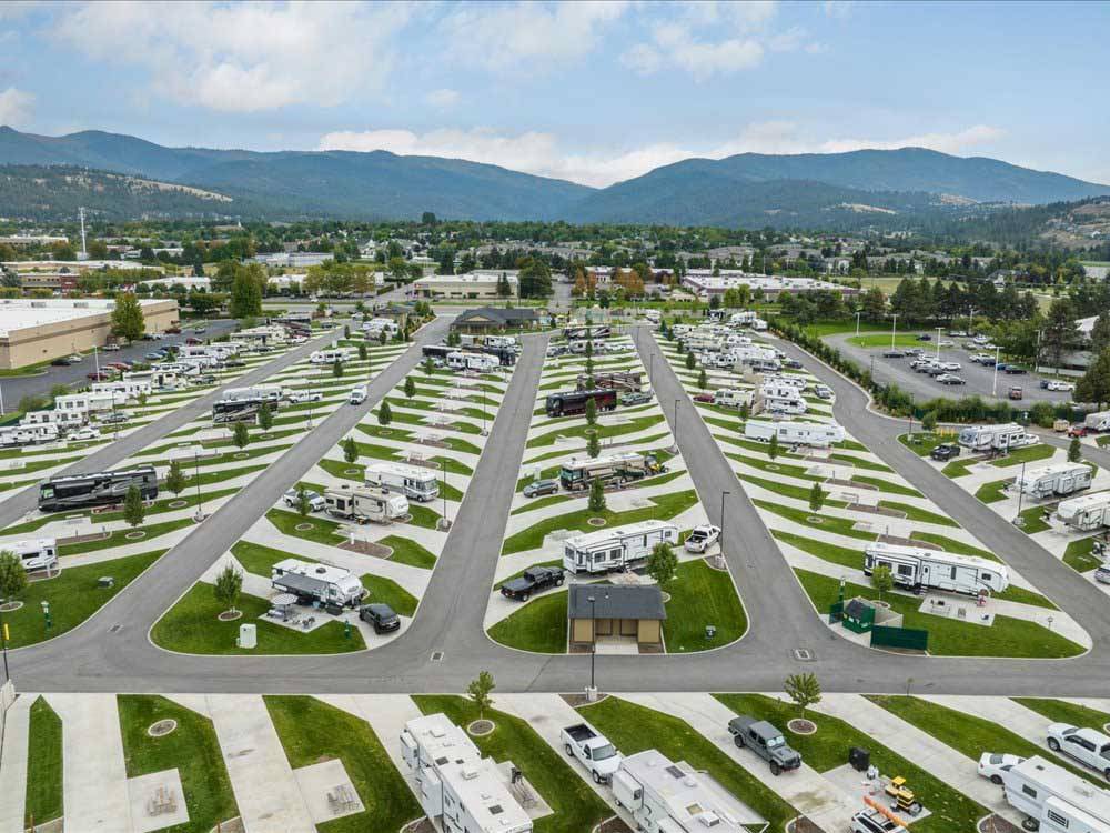 An overhead view of the spacious property at LIBERTY LAKE RV CAMPGROUND