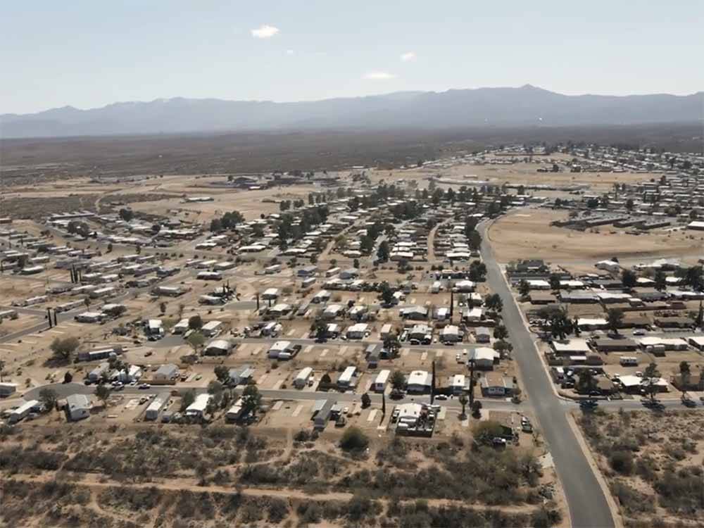 An aerial view of the campsites at RANCHO SAN MANUEL MOBILE HOME & RV PARK