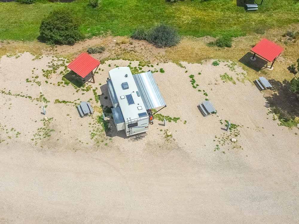 Sandy overhead view of campsite at PARK CITY RV RESORT
