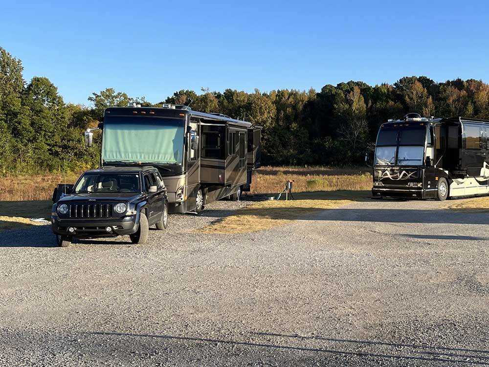 A pair of gravel back in RV sites at HAWKINS POINTE PARK, STORE & MORE