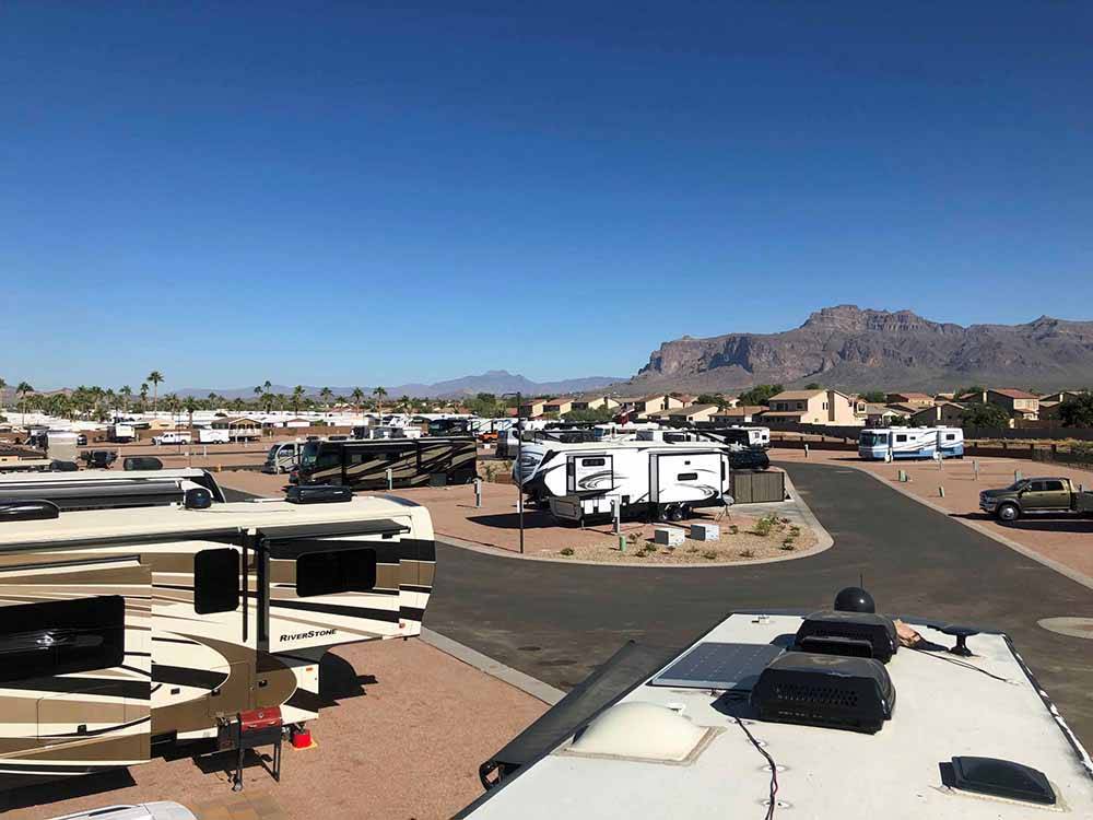 An aerial view of the campsites at CAMPGROUND USA RV RESORT