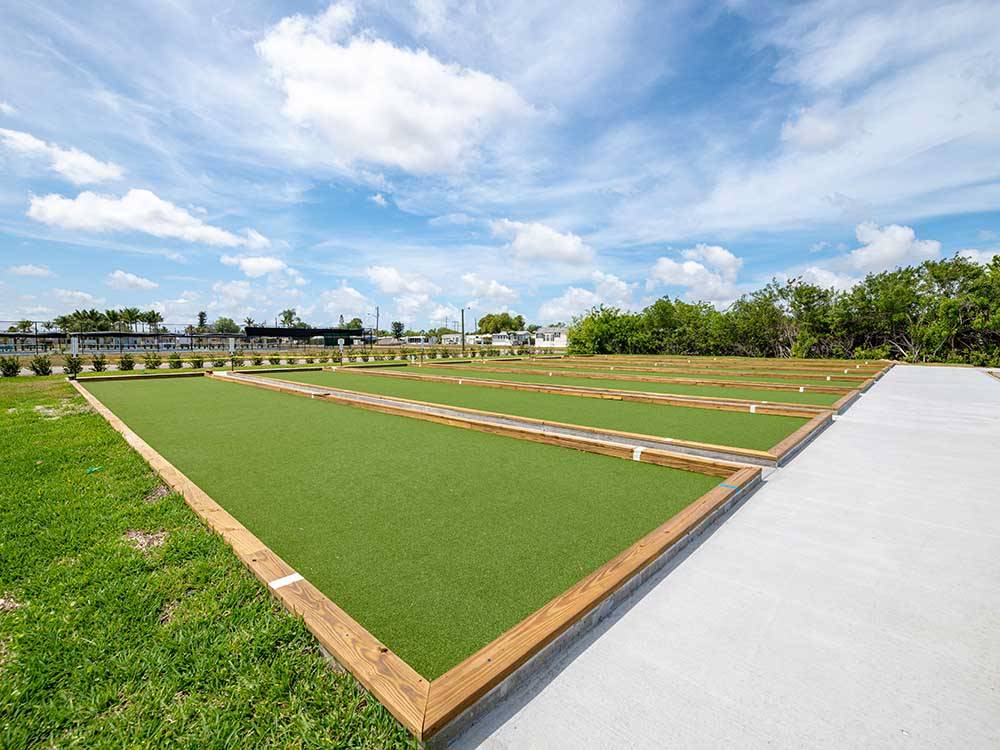 A row of lawn bowling courts at BONITA TERRA