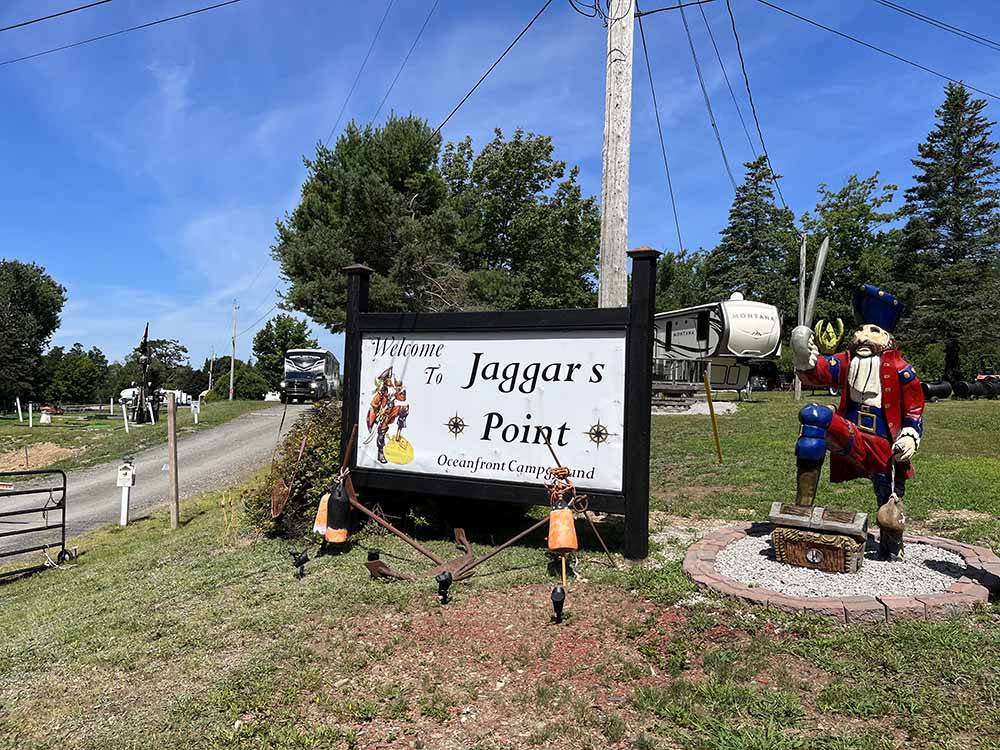 The front entrance sign at JAGGARS POINT OCEANFRONT CAMPGROUND RESORT