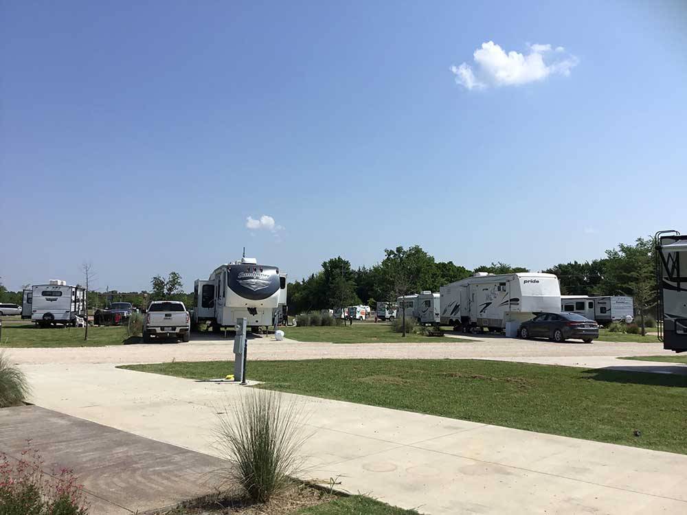 One of the concrete RV sites at HIDDEN GROVE RV RESORT