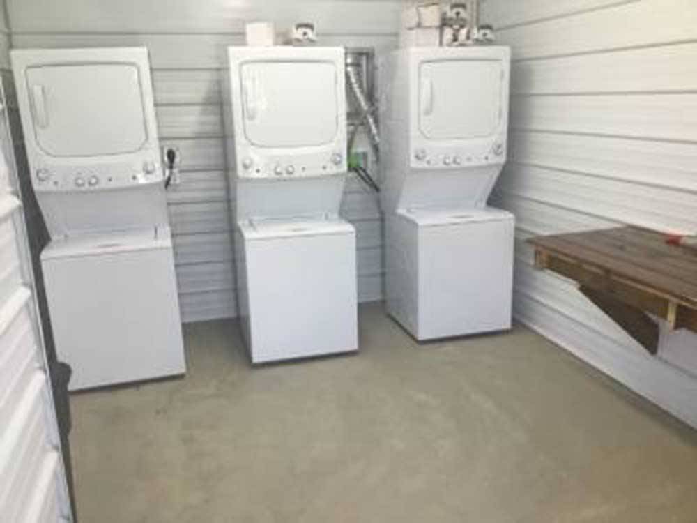 Washer-dryer units in laundry facility at KUMBERLAND CAMPGROUND