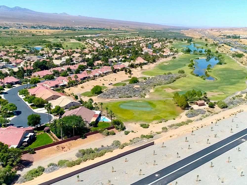 Aerial view of campground and golf course at MESQUITE TRAILS RV RESORT