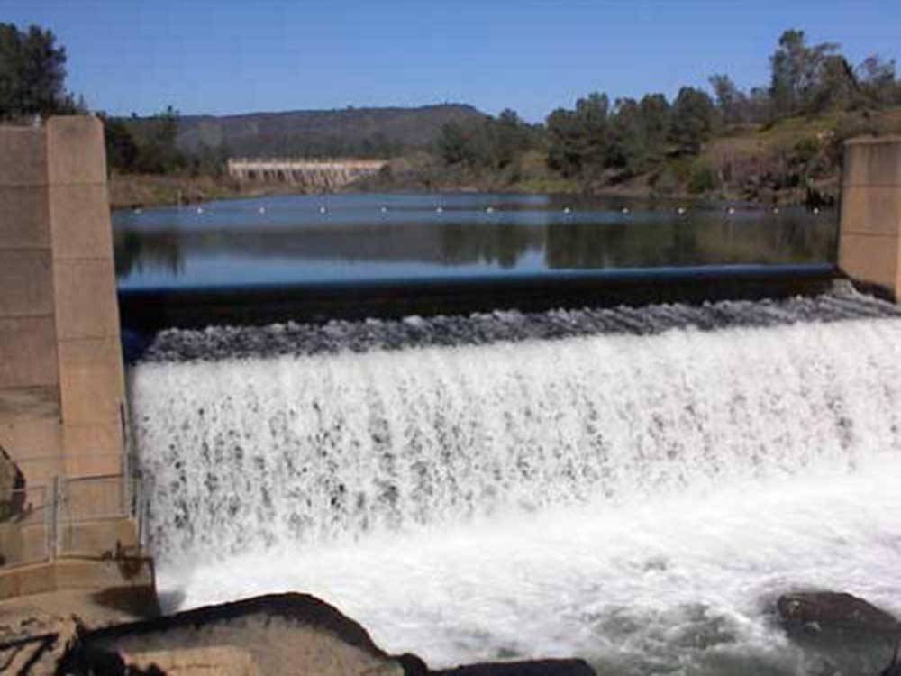 One of the dam spillways nearby at RIVER REFLECTIONS RV PARK & CAMPGROUND