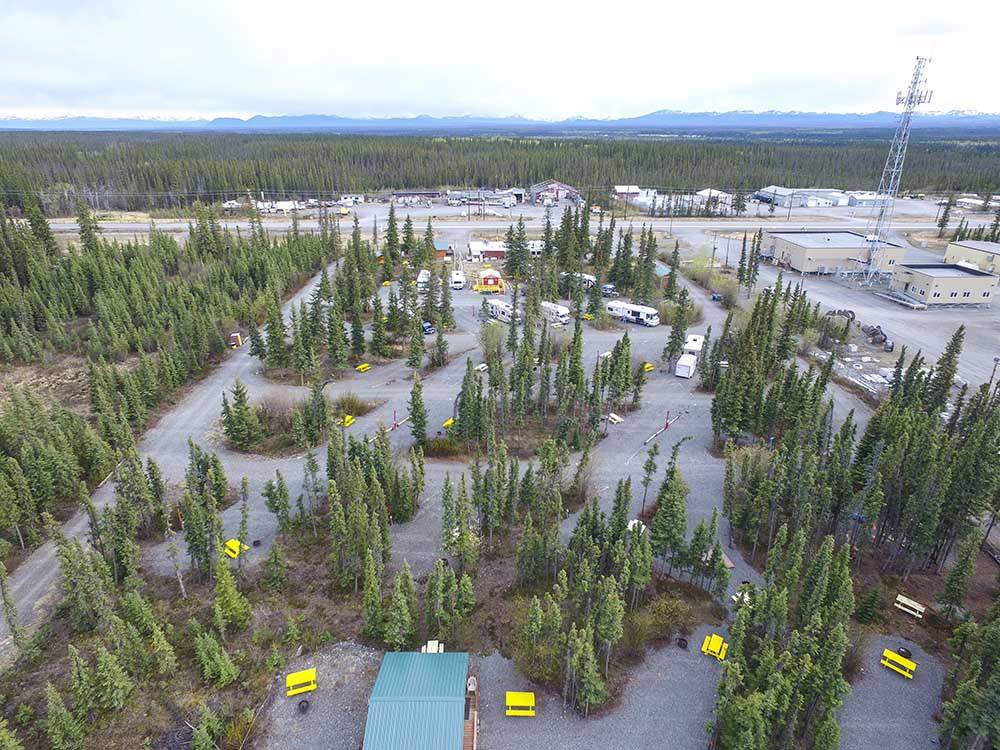 An aerial view of the campsites at NORTHERN NIGHTS CAMPGROUND