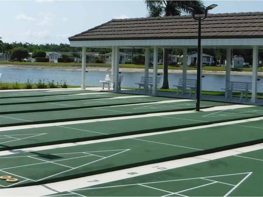 The shuffleboard courts at CRYSTAL LAKE RV RESORT