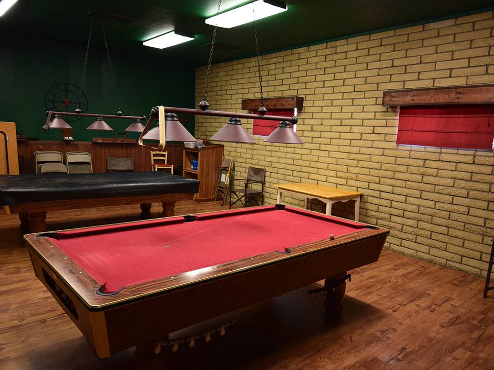 Pool tables in game room at PHOENIX METRO RV PARK