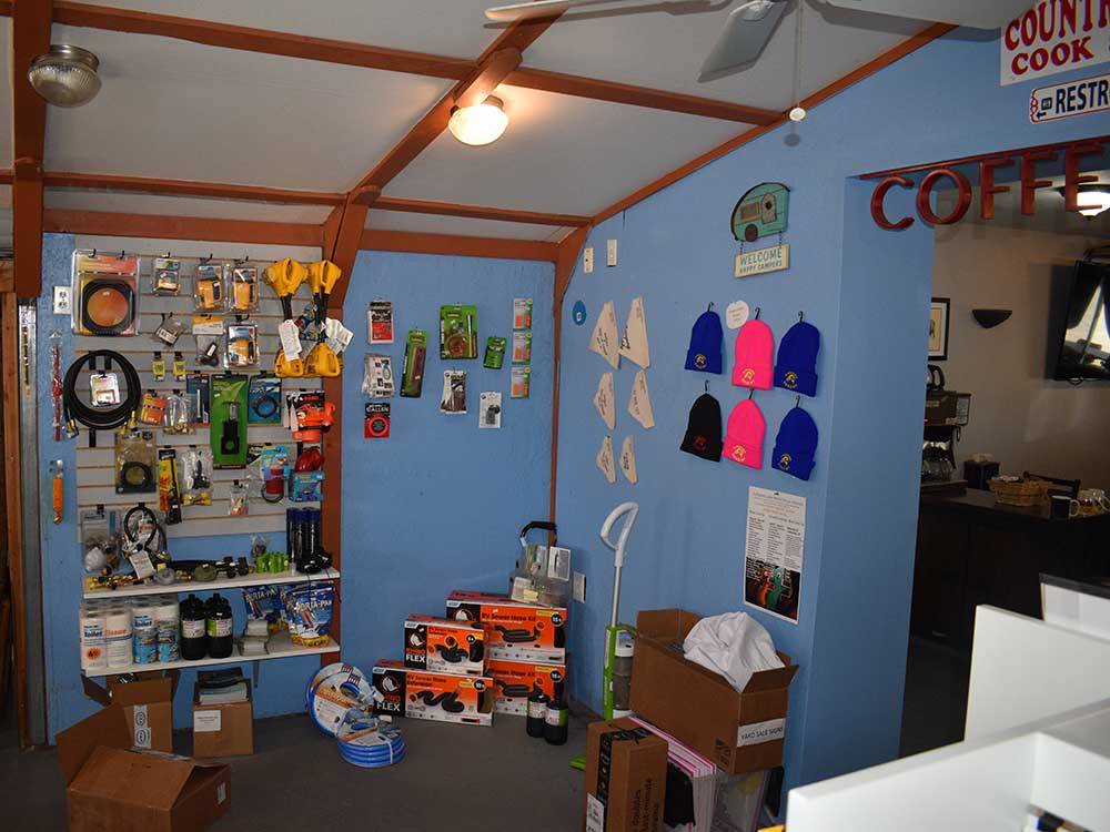 Various products available for sale at COUNTRY LANE CAMPGROUND & RV PARK