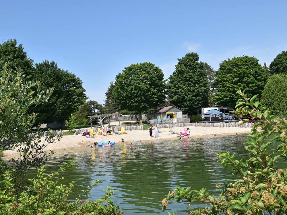 Bathers gathered on the beach at SAUGEEN SPRINGS RV PARK