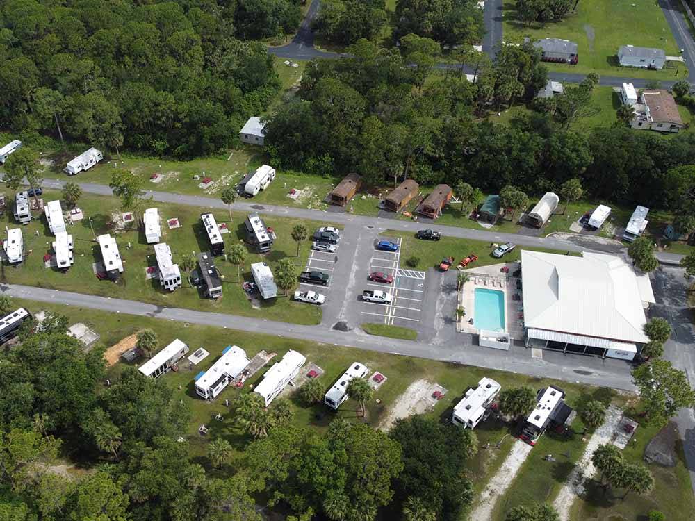 Aerial view of the office and sites at JOY RV RESORT