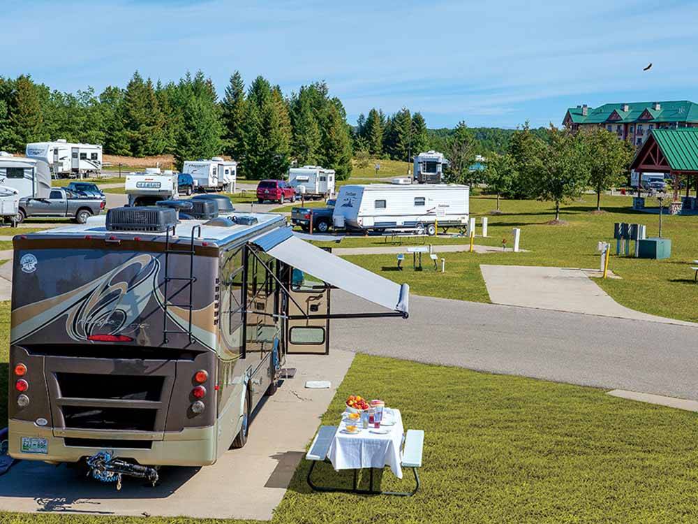 An aerial view of the RV sites at LITTLE RIVER CASINO RESORT RV PARK