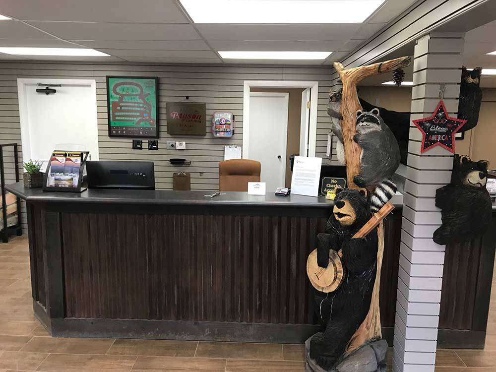 The empty reception desk at PAYSON CAMPGROUND AND RV RESORT