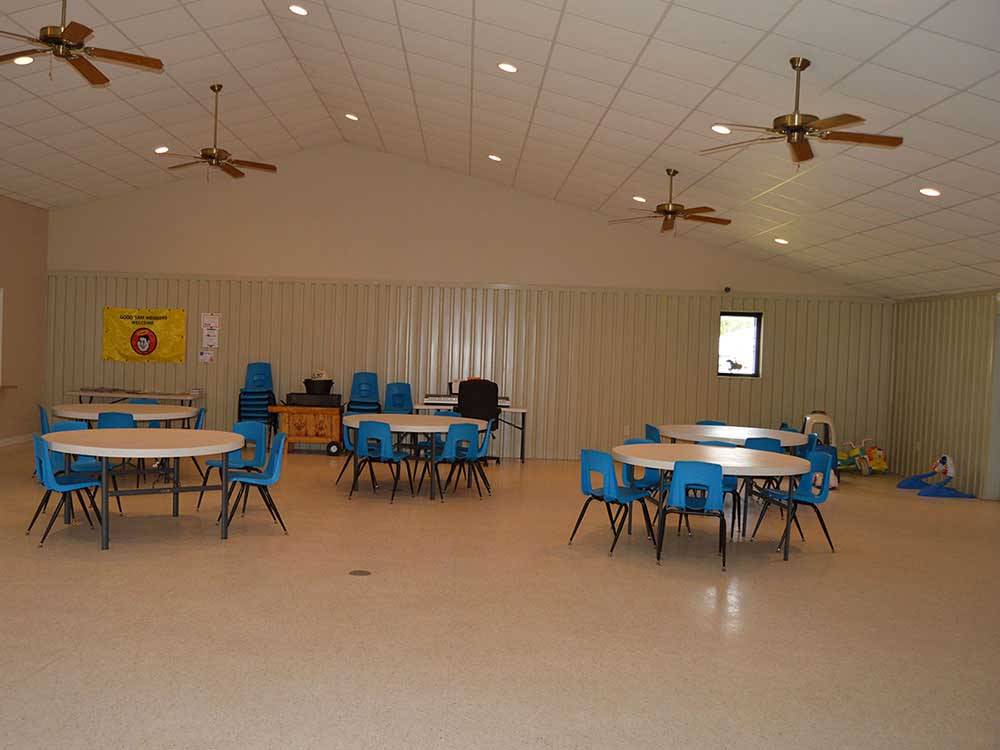Inside the recreation hall at CARTHAGE RV CAMPGROUND