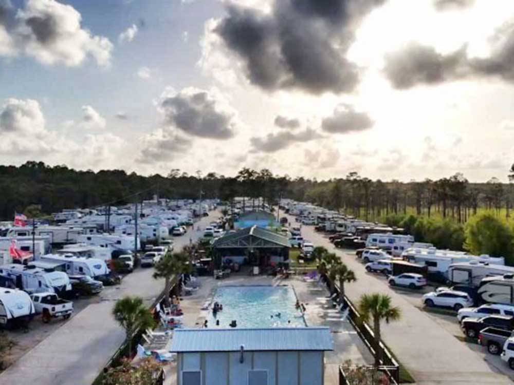 Aerial view of the campground at BAY PALMS RV RESORT