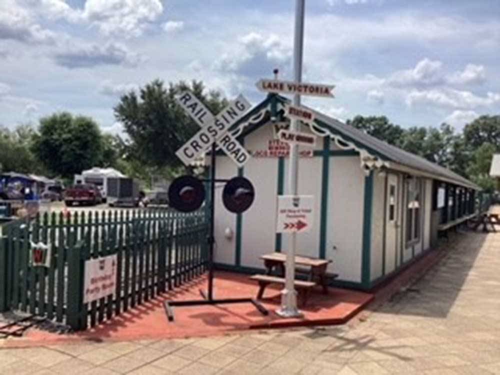 The train station building at WALES WEST RV RESORT & LIGHT RAILWAY