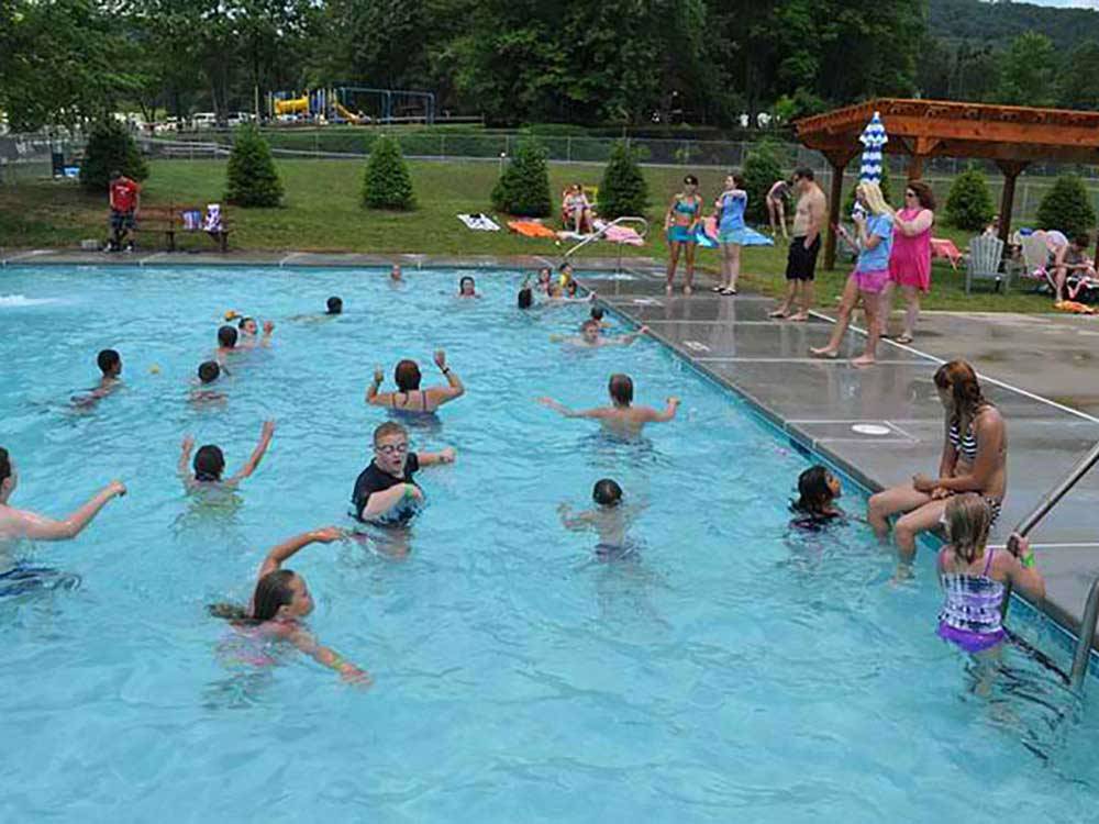 People swimming in pool at TWIN GROVE RV RESORT & COTTAGES