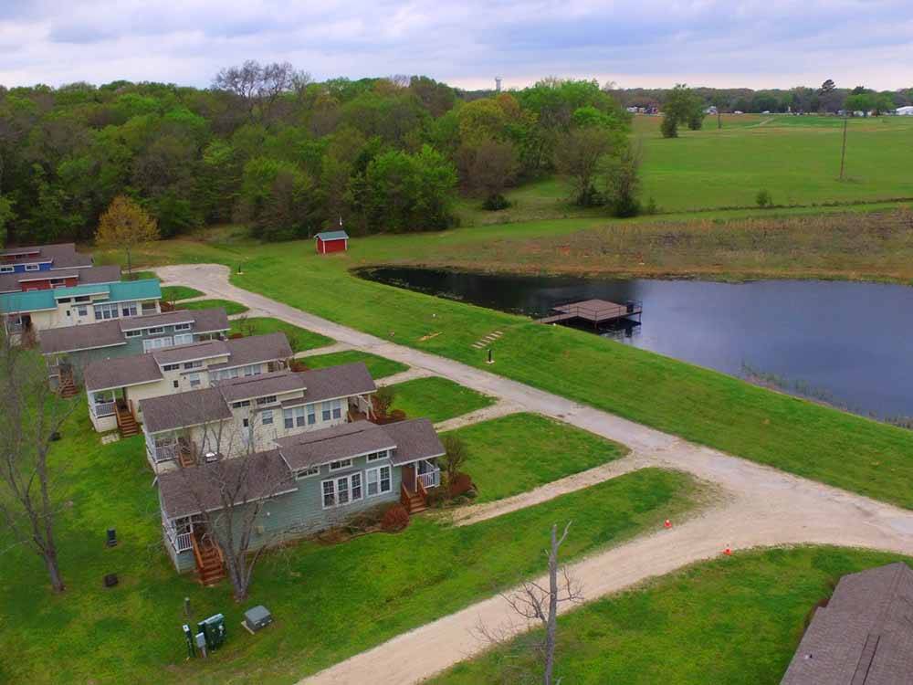 An aerial view of the rental cottages at MILL CREEK RANCH RESORT