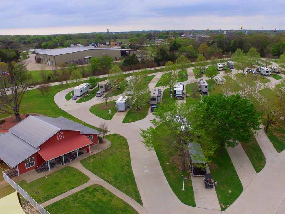 An aerial view of the campsites at MILL CREEK RANCH RESORT