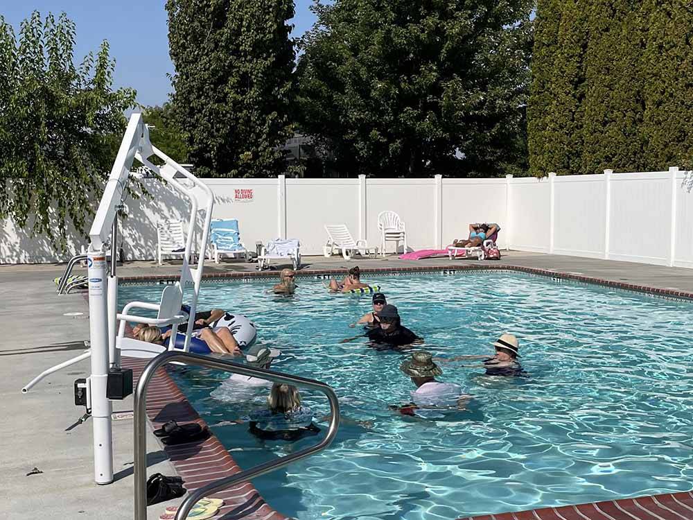 People in the swimming pool at HORN RAPIDS RV RESORT