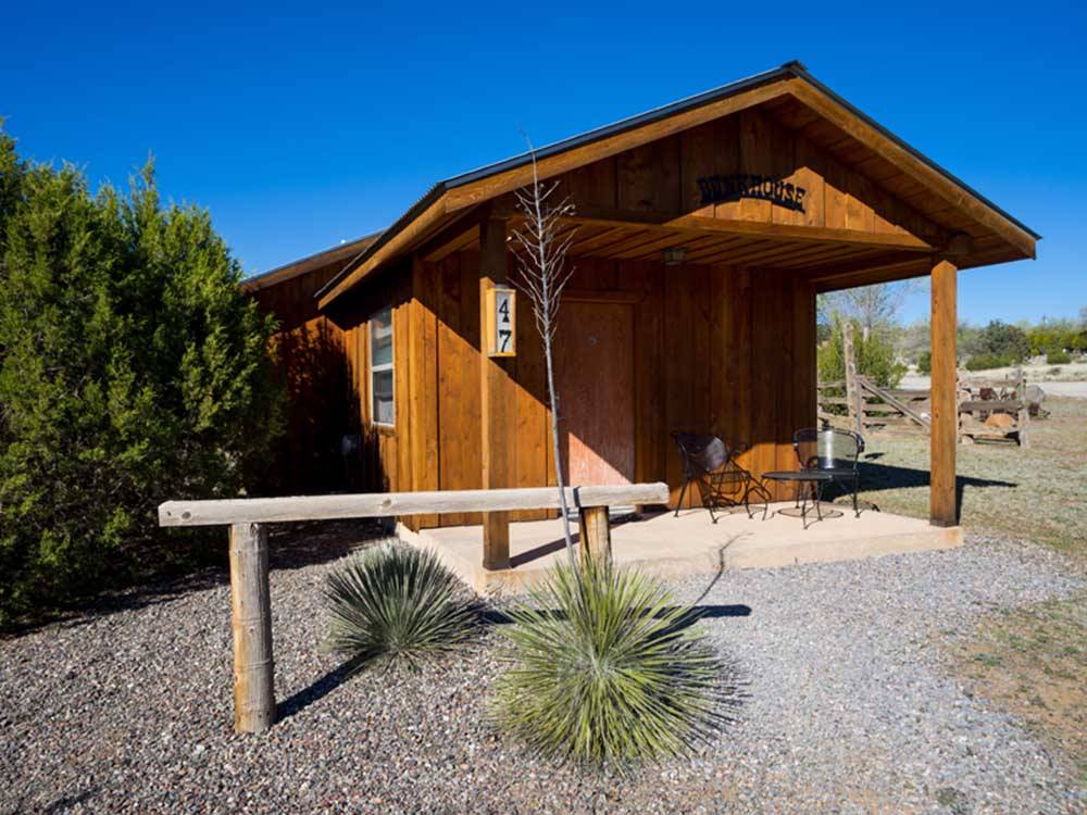 One of the rental rustic cabins at ROSE VALLEY RV RANCH & CASITAS