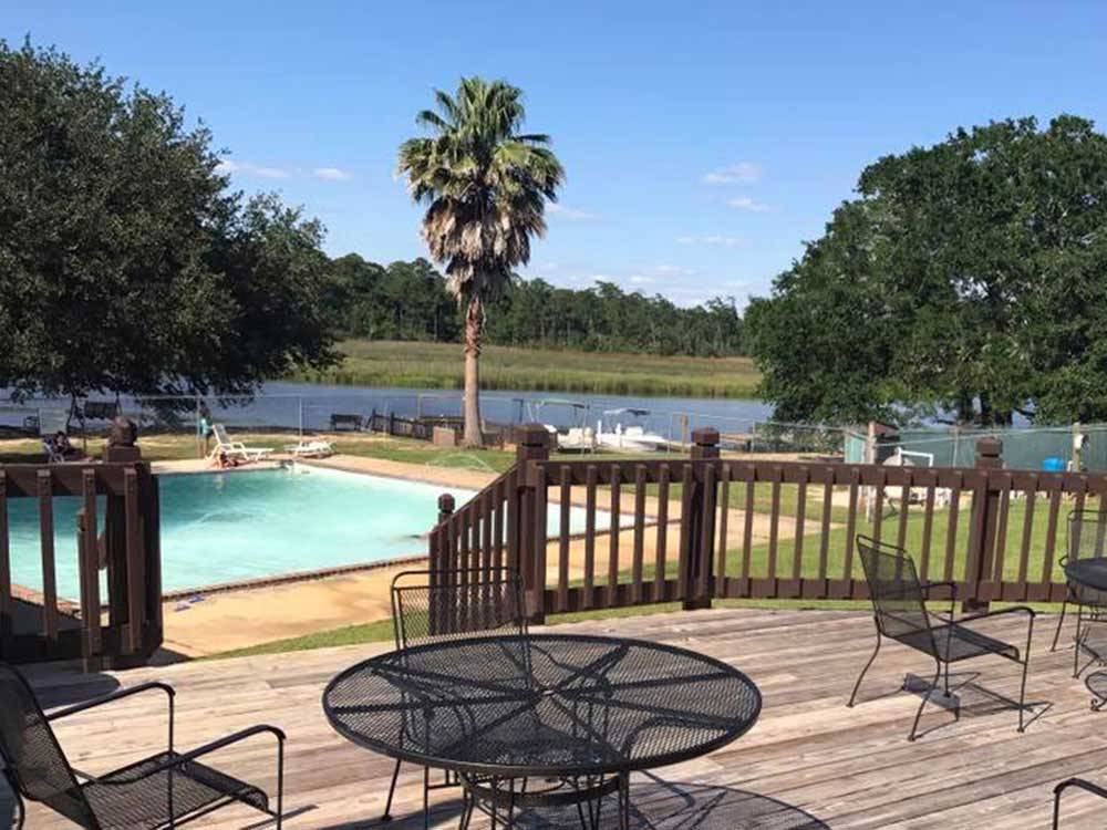 Deck and pool at INDIAN POINT RV RESORT