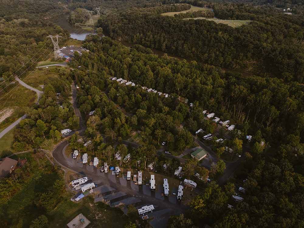Aerial view of the campground at HERITAGE COVE RESORT