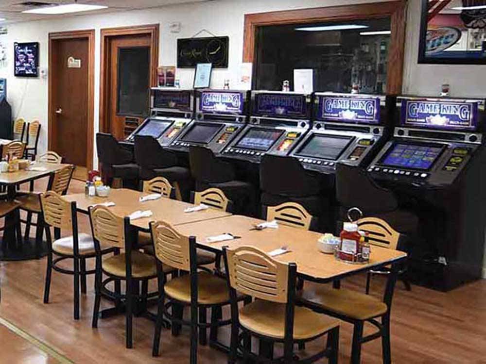 Gaming and dining areas at NEVADA TREASURE RV RESORT