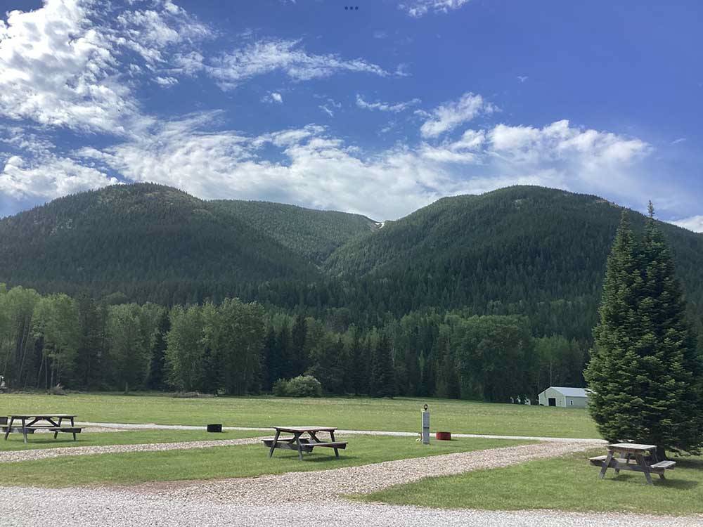 Breathtaking view of distant mountains at GLACIER MEADOW RV PARK