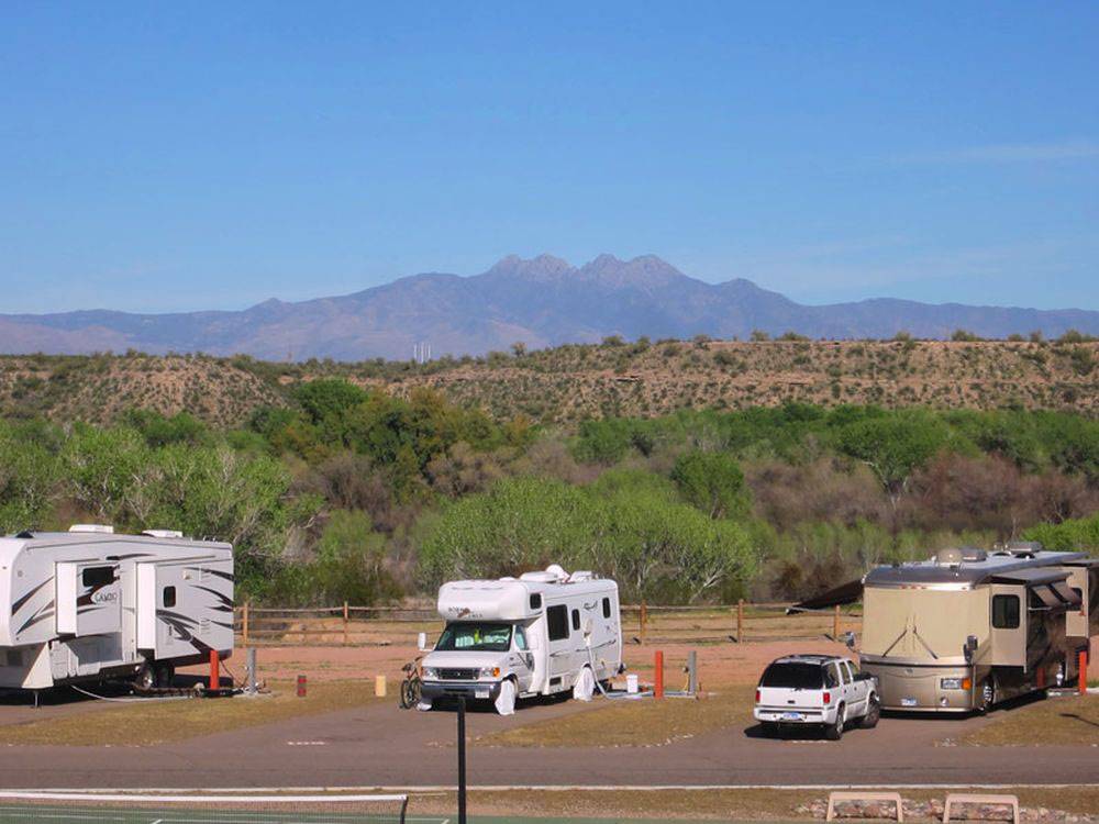 RVs and trailers at campground at EAGLE VIEW RV RESORT ASAH GWEH OOU-O AT FORT MCDOWELL