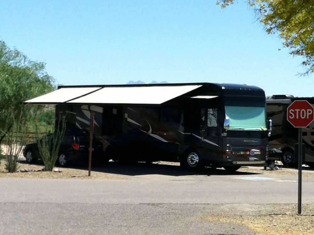 RV with awning at EAGLE VIEW RV RESORT ASAH GWEH OOU-O AT FORT MCDOWELL