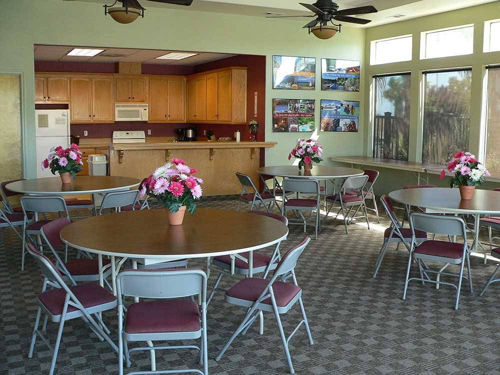Dining area in the lodge at THE LAKES RV & GOLF RESORT