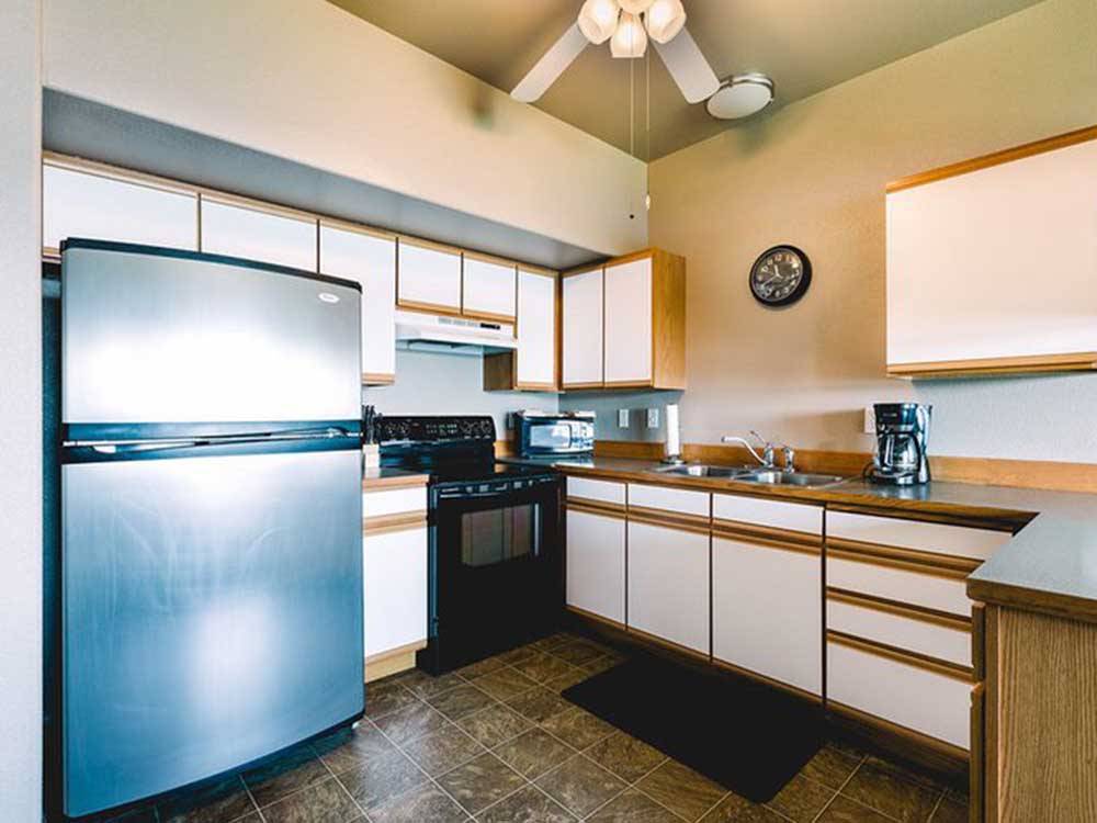Kitchen in deluxe suite at THE WATERFRONT AT POTLATCH RESORT & RV PARK