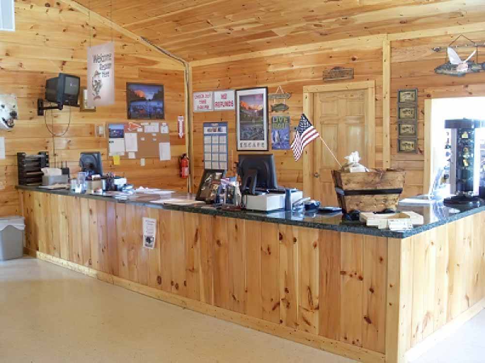 The registration desk at AMERICAN WILDERNESS CAMPGROUND