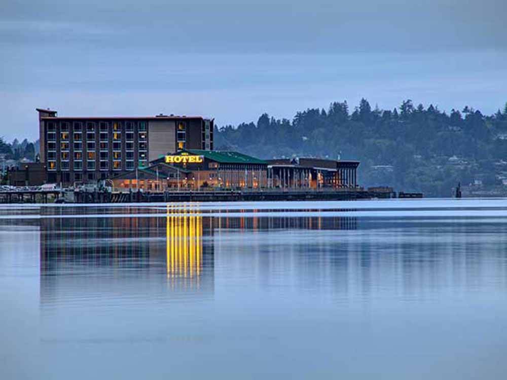 Looking at the casino across the water at THE MILL CASINO HOTEL & RV PARK