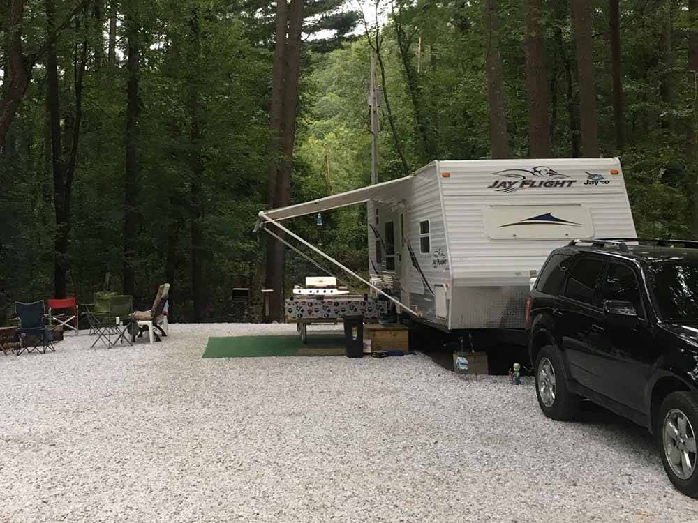 One of the gravel RV sites at WAUBEEKA FAMILY CAMPGROUND