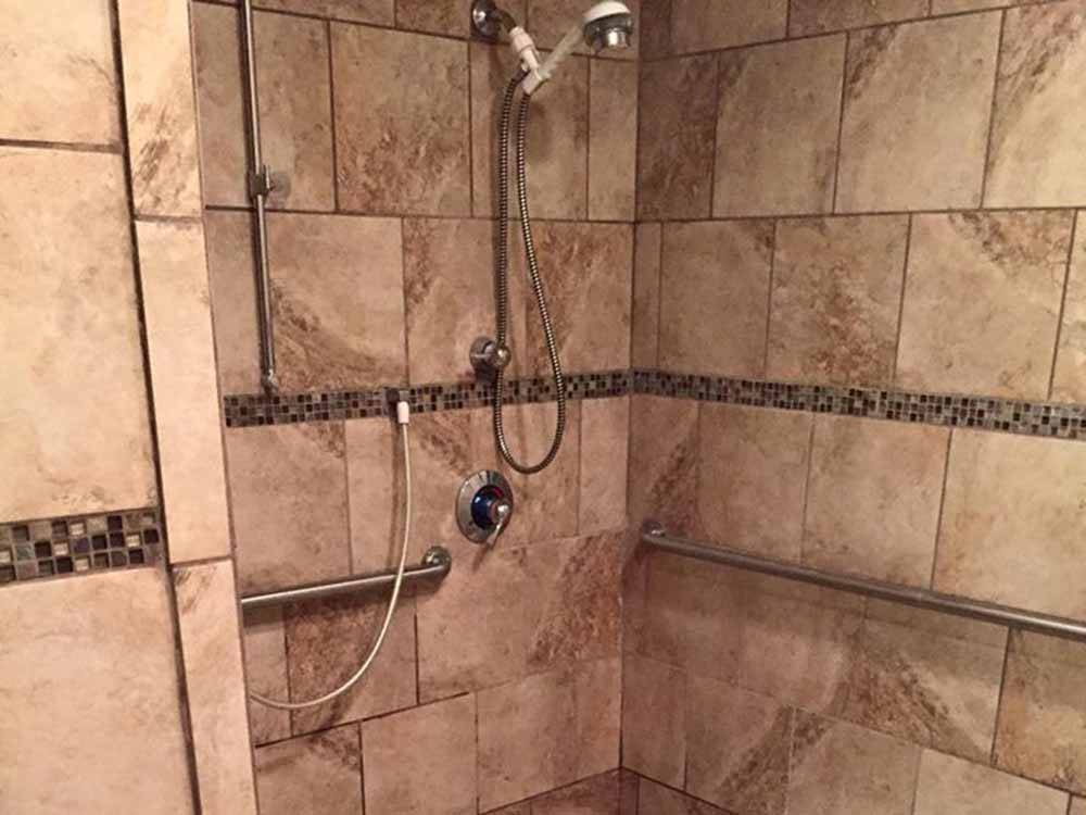 One of the clean showers at BECS STORE & RV PARK