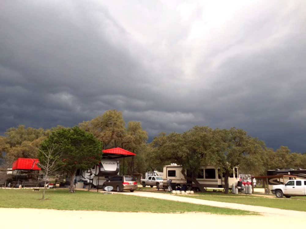 A cloudy day over the campground at BECS STORE & RV PARK