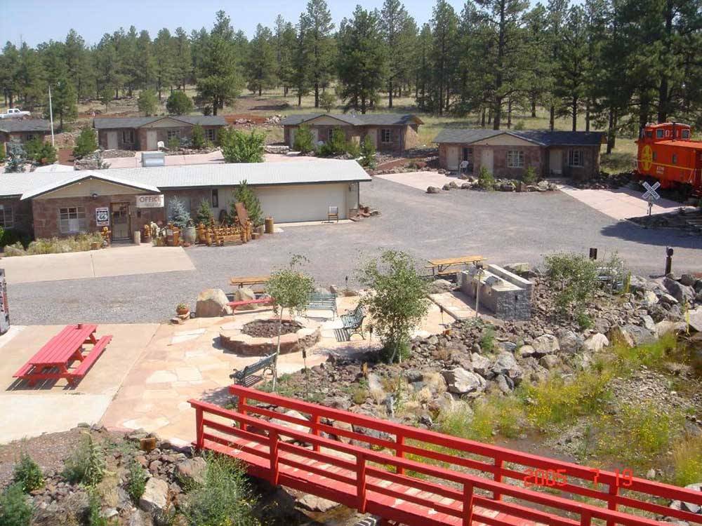 Aerial view of the office and motel rooms at CANYON MOTEL & RV PARK
